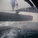 Vu depuis le dessus des trampolines du Trimaran USE IT AGAIN